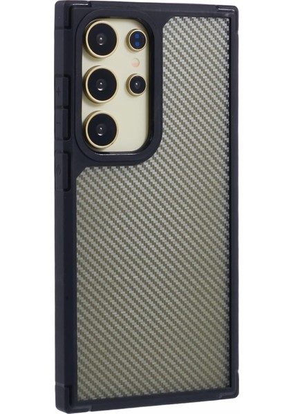 Samsung Galaxy S24 Ultra Karbon Fiber Dokulu Tpu+Pc Düşmeyi Önleyici Telefon Kapağı (Yurt Dışından)