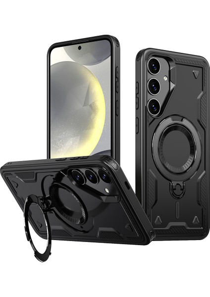Samsung Galaxy S24 Fe Askeri Koruma Pc+Tpu Kickstand Telefon Kılıfı Magsafe ile Uyumlu (Yurt Dışından)