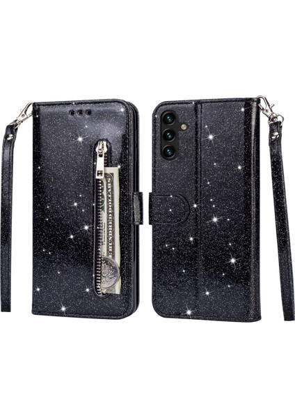 Samsung Galaxy S24 Fe Standı Glitter Telefon Deri Kapak Fermuarlı Cebi (Yurt Dışından)