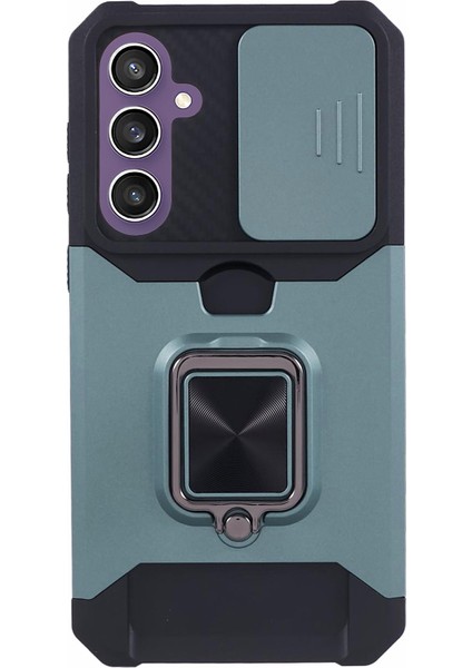 Samsung Galaxy S24 Fe Kickstand Kılıf Slayt Lens Kapağı Pc + Tpu Telefon Kapağı Kart Yuvası ile (Yurt Dışından)