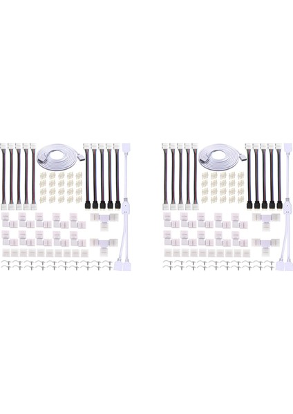 2x LED Şerit Konektör Kiti 5050 10MM 4pin Rgb LED Şerit, 2 Yollu Splitter, Rgb LED Şerit Bağlantısı Için Dıy Aksesuarları (Yurt Dışından)