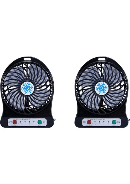 2x Taşınabilir Şarj Edilebilir Mini Fan Hava Soğutucu Mini Masa Fanı USB Soğutma Şarj Edilebilir El Fanları Siyah (Yurt Dışından)