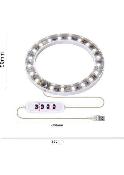 2x LED Büyümek Işık Tam Spektrum Phyto Büyümek Lamba USB Melek Halka Lamba Succulents Için, Çiçek Bitkileri Büyüme (Güneş Işığı) (Yurt Dışından)