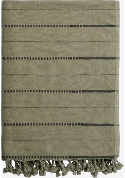 Boa %100 Pamuk Koltuk Şalı Haki / Siyah 130x180 fiyatları