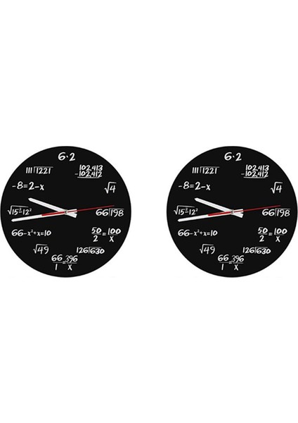 2x Matematik Duvar Saati, Matematik Formülleri Saat Siyah Beyaz Sınav Saati Ev, Ofis Için Benzersiz Matematik Denklem Saati (Yurt Dışından)