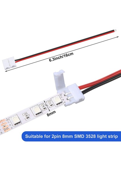 72 Adet 8mm 2 Pin LED Şerit Işık Konektörü 8 mm Genişliğinde Esnek Smd 3528 2835 Tek Renkli LED Şerit Işıklar Lehimsiz (Yurt Dışından)