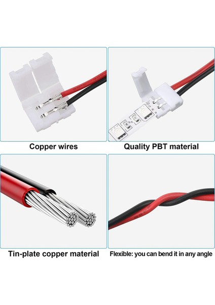72 Adet 8mm 2 Pin LED Şerit Işık Konektörü 8 mm Genişliğinde Esnek Smd 3528 2835 Tek Renkli LED Şerit Işıklar Lehimsiz (Yurt Dışından)