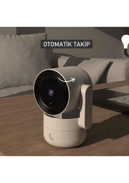 X110 Ai 2k Çözünürlük Gece Görüşlü 360° Akıllı Kamera Beyaz