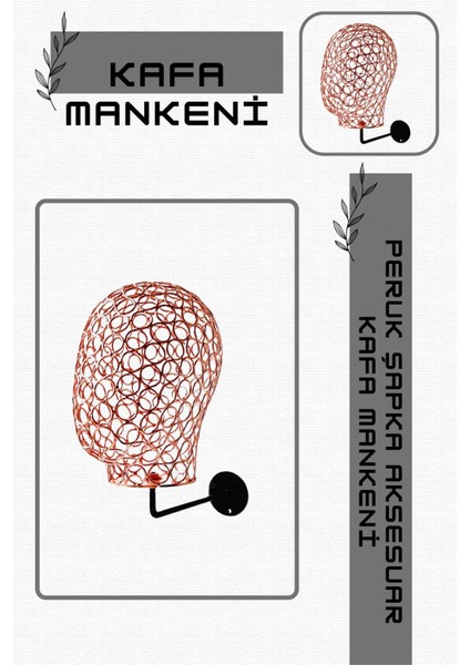 Duvara Monte Erkek Rose Renk Tel Kafa Mankeni Şapka Mankeni Aksesuar Mankeni