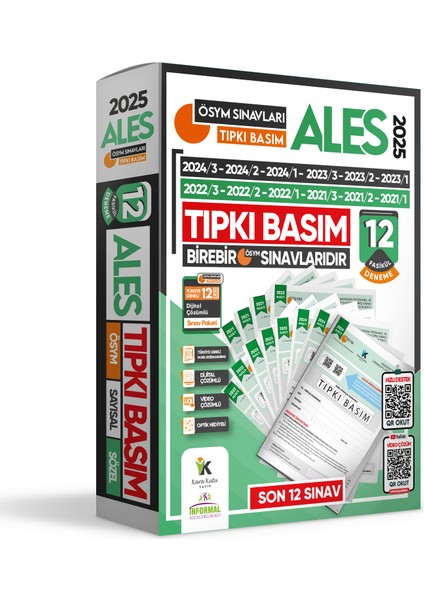 2025 ALES ÖSYM Tıpkı Basım Çıkmış Soru 12li Deneme Paketi Video ve Dijital Çözümlü Türkiye Geneli