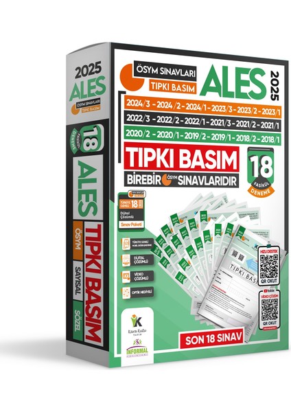 2025 ALES ÖSYM Tıpkı Basım Deneme Paketi 18li Türkiye Geneli Çözümlü Çıkmış Soru Kitapçıkları Seti