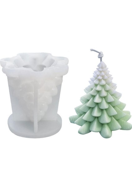 Silikon Kalıp Dekoratif Yılbaşı Noel Ağacı Noel Dekorasyon Mum Kalıbı 8x7.8 cm