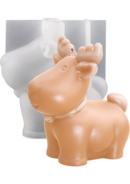 Silikon Kalıp Dekoratif Yılbaşı Geyik Noel Dekorasyon Mum Kalıbı 9.6x5.8 cm