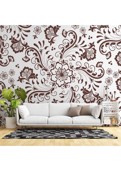 Borda Çiçek Motifli Duvar Kağıdı