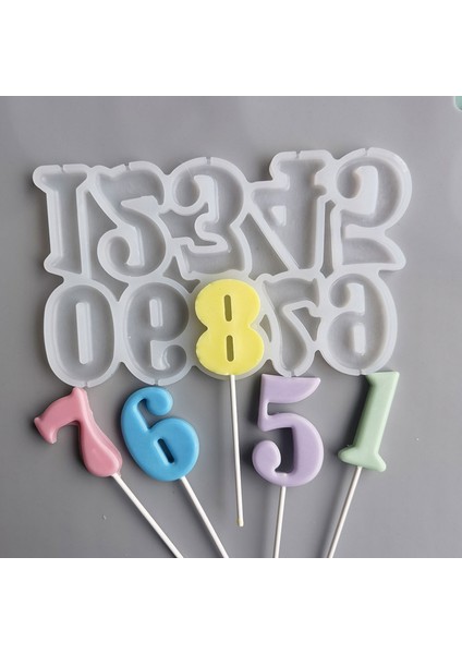 Silikon Kalıp Pasta Yaş Rakamları Lolipop Şeker Rakam Kalıbı