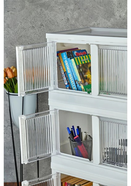 Çok Amaçlı Istiflenebilir Katlanır 4'lü Beyaz Düzenleyici Dolap Seti fiyatları