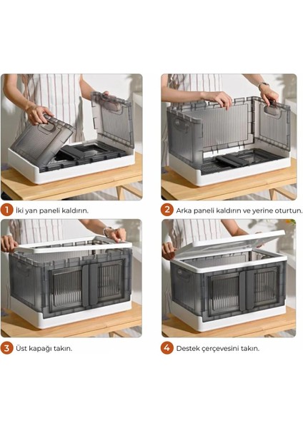 Çok Amaçlı Istiflenebilir Katlanır 4'lü Beyaz Düzenleyici Dolap Seti modelleri