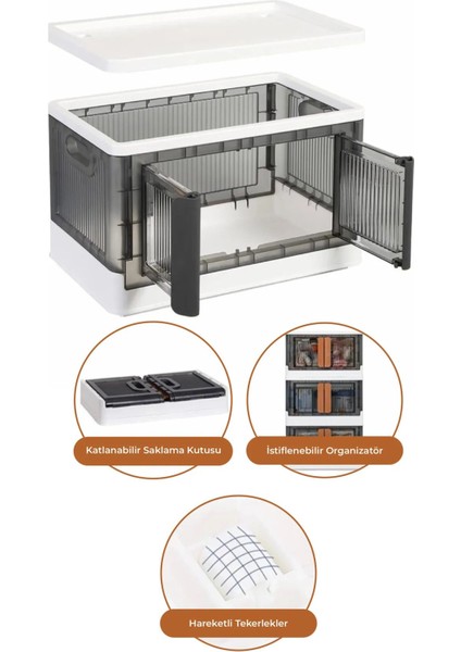 Çok Amaçlı Istiflenebilir Katlanır 4'lü Beyaz Düzenleyici Dolap Seti fırsatları