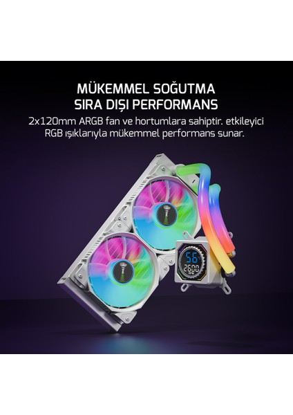 Skadi Square 240 ARGB Beyaz (RGB Borulu) 240mm Cpu Sıvı Soğutma