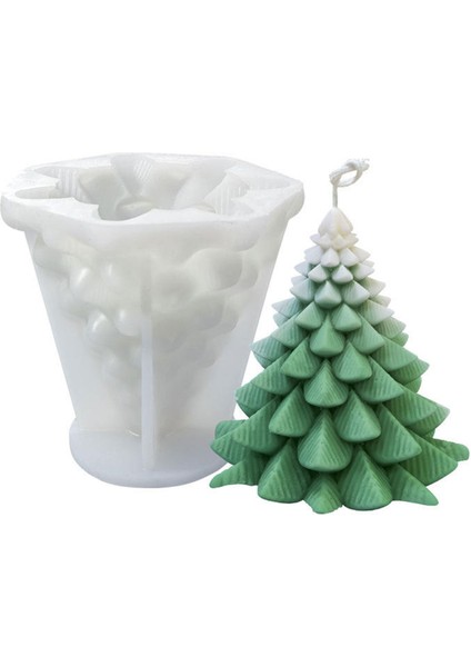 Silikon Kalıp Dekoratif Yılbaşı Noel Ağacı Noel Dekorasyon Mum Kalıbı 11.7 x 11 cm