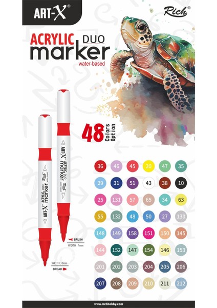 Art-X Akrilik Marker Çift Taraflı Kalem NO:204 modelleri