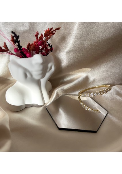 Damla Kalp Taşlı Luxury Gold Çelik Zirkon Bileklik modelleri