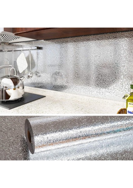 Premium Kalite Alüminyum Folyo Yapışkanlı Mutfak Koruyucu Folyo 2 Metre Uzunluk 60 cm Genişlik
