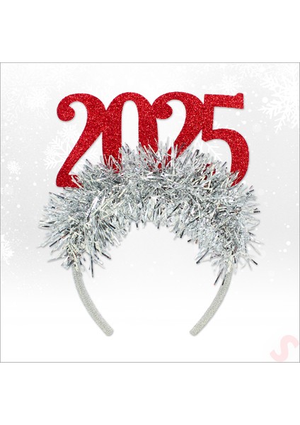 Yılbaşı 2025 Simli Taç - Kırmızı