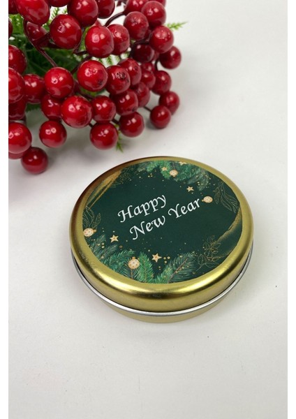 Tekno Trust Teneke Hediyelik Kutu Gold Yeşil Happy New Year Baskılı