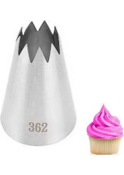 Büyük Boy Açık Yıldız 9 Diş Krema Duyu 35x19x53 Mm | İthal Krema Torbası Hediye (DY-362)