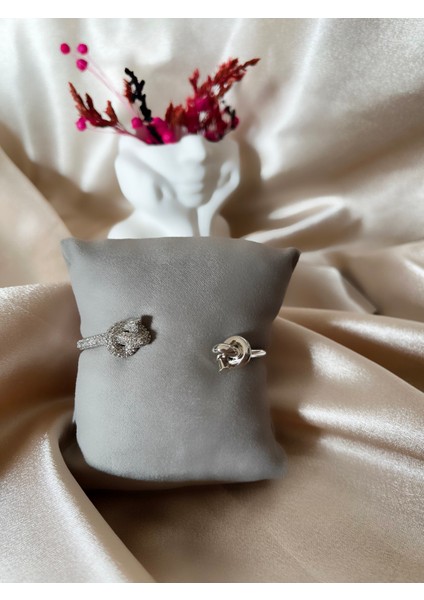 Iki Düğüm Luxury Silver Çelik Zirkon Bileklik