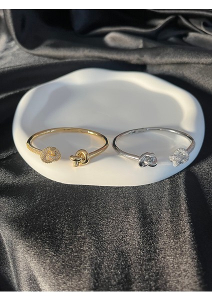 Iki Düğüm Luxury Silver Çelik Zirkon Bileklik modelleri