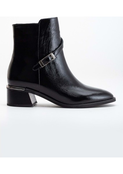 Kadın Metal Toka Detaylı Bot - Siyah Rugan modelleri