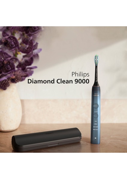 Sonicare Diamond Clean 9000 Şarjlı Diş Fırçası,Seyahat Kabı,Sonicare App - Siyah HX9911/88