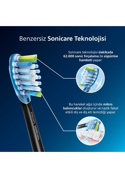 Sonicare Diamond Clean 9000 Şarjlı Diş Fırçası,Seyahat Kabı,Sonicare App - Siyah HX9911/88