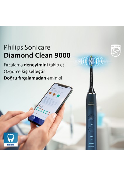 Sonicare Diamond Clean 9000 Şarjlı Diş Fırçası,Seyahat Kabı,Sonicare App - Siyah HX9911/88