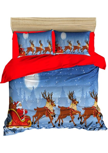 Yılbaşı Noel Baba Geyikler ve Orman Manzarası Dijital Nevrem Takımı