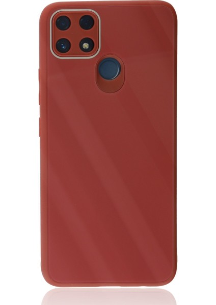 Realme C25S Kılıf Glass Kapak - Bordo 13