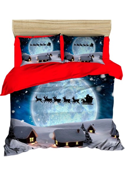 Yılbaşı Ay Manzaralı Noel Baba ve Geyikleri Nevrem Takımı