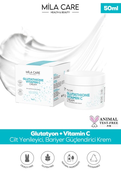 Cilt Yenileyici, Bariyer Güçlendirici, Aydınlatıcı Glutatyon Vitamin C Krem 50 ml x 4 Adet