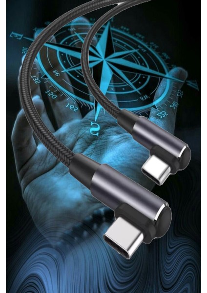 C13 A-90/b-90 Derece 5A/100W Type-C To Type-C Şarj Kablosu -3mt