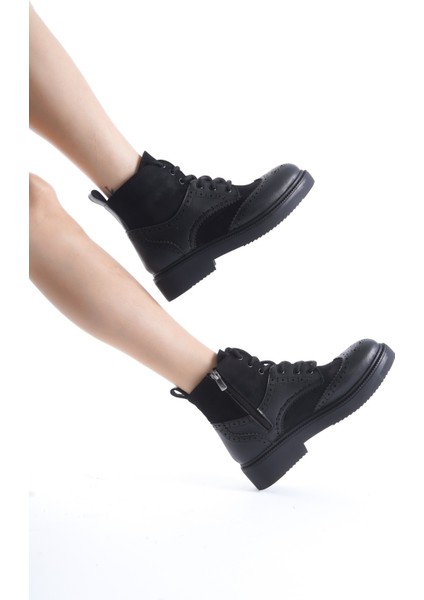 Pivol Siyah Oxford Fermuarlı Günlük Rahat Bot