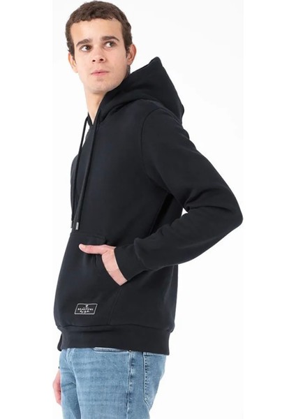 Içi Şardonlu Regular Fit Standard Kesim Kanguru Cepli Basic Kapüşonlu Sweatshirt