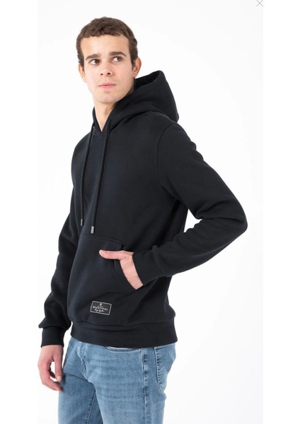 Içi Şardonlu Regular Fit Standard Kesim Kanguru Cepli Basic Kapüşonlu Sweatshirt
