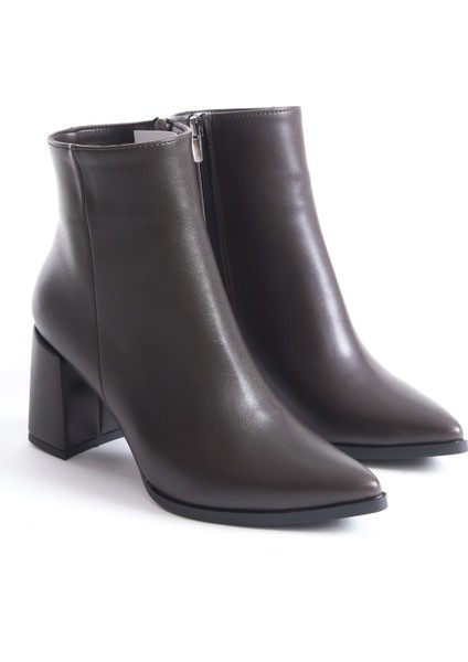 Kairobi Acı Kahve Rengi Kalın Topuk Sivri Burun Kadın Bot fiyatları