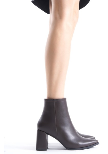 Kairobi Acı Kahve Rengi Kalın Topuk Sivri Burun Kadın Bot modelleri