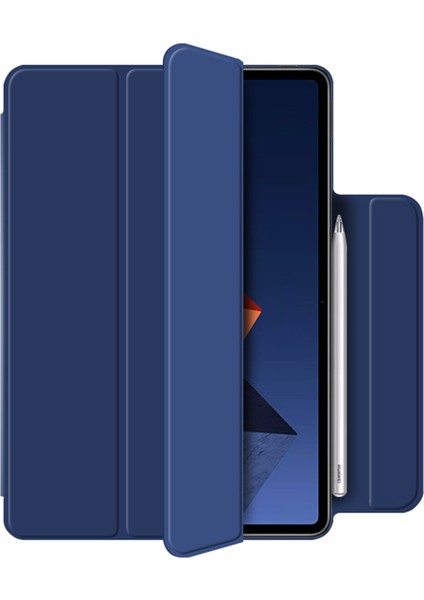 Pu Deri Üç Katlı Stand Manyetik Kapatma Tablet Kılıfı Huawei Matebook E 2022-BLUE (Yurt Dışından) fiyatları