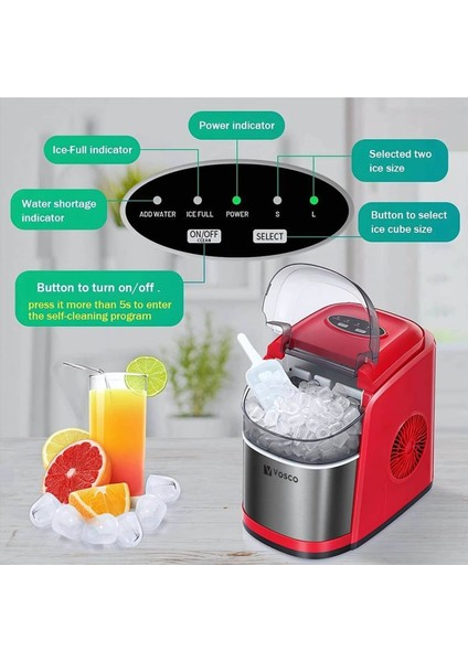 Set Üstü Buz Makinesi (Kırmızı) 12 Kg/gün
