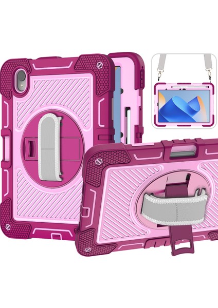 Huawei Matepad 11(2023) Için Tablet Kılıfı Kickstand Omuz Askılı Darbeye Dayanıklı Kapak-Gül+Pembe (Yurt Dışından)