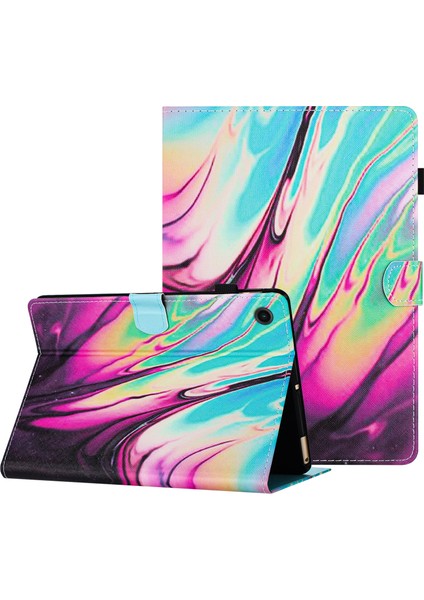 Honor Pad 6/pad X6/huawei Enjoy Tablet 2/matepad T 10/t 10S Kılıf Pu Deri Desen Tablet Kapağı-Gül + Mavi Mermer (Yurt Dışından)